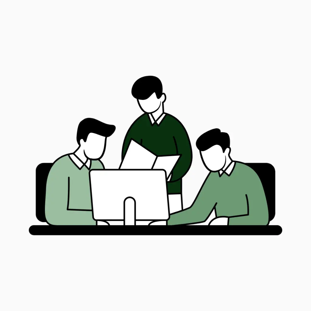 Image graphic of sales employees working together