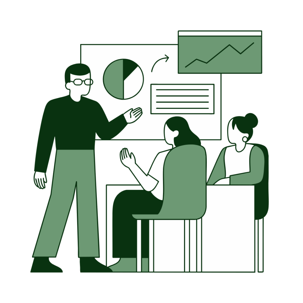 Image graphic of a man giving a sales presentation