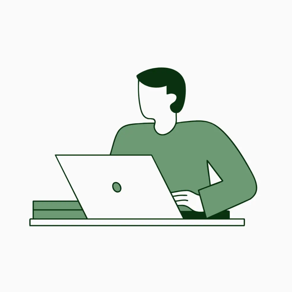 Image graphic of a man working on a laptop